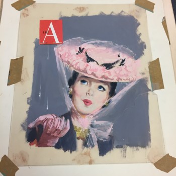 Full-page, full-color artwork for the cover of American Magazine. The image displayed is of a woman with an elaborate hat and gloves with the American Magazine logo top left. 