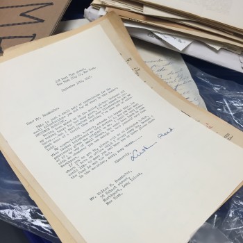 A typed letter from the personal papers received along with the Baumhofer Collection. 