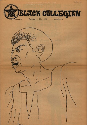 The Black Collegian 22 November 1968 cover showing line art of a Black man speaking. 