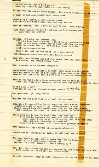 An early, typed draft page from JR. 