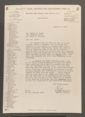 Typed letter on NAACP letterhead. 