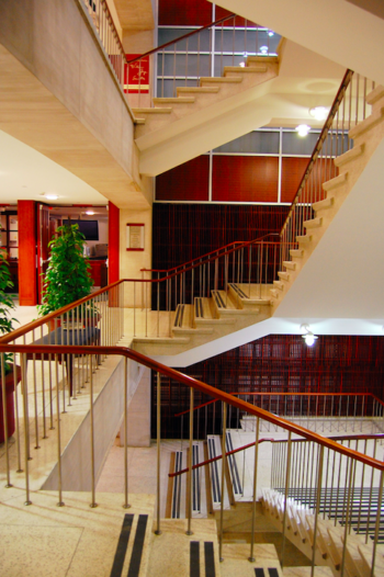 The finished Andrew and Jayne Kagan Grand Staircase in John M. Olin Library. 