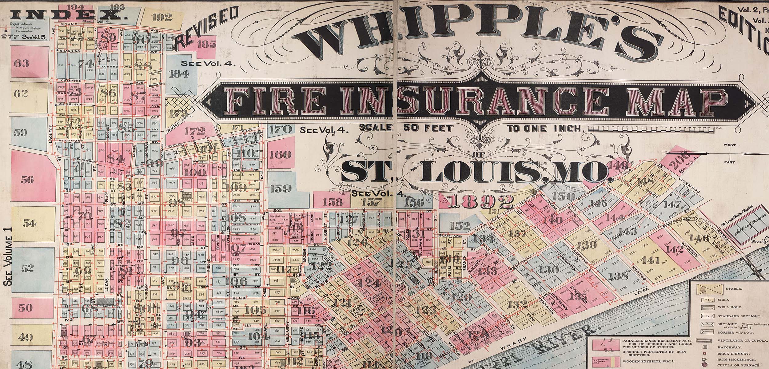 Unreal City, Whipple's Fire Insurance Map of St. Louis, MO, 1892.