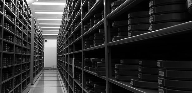 Film and Media Archive stacks at WashU Libraries.