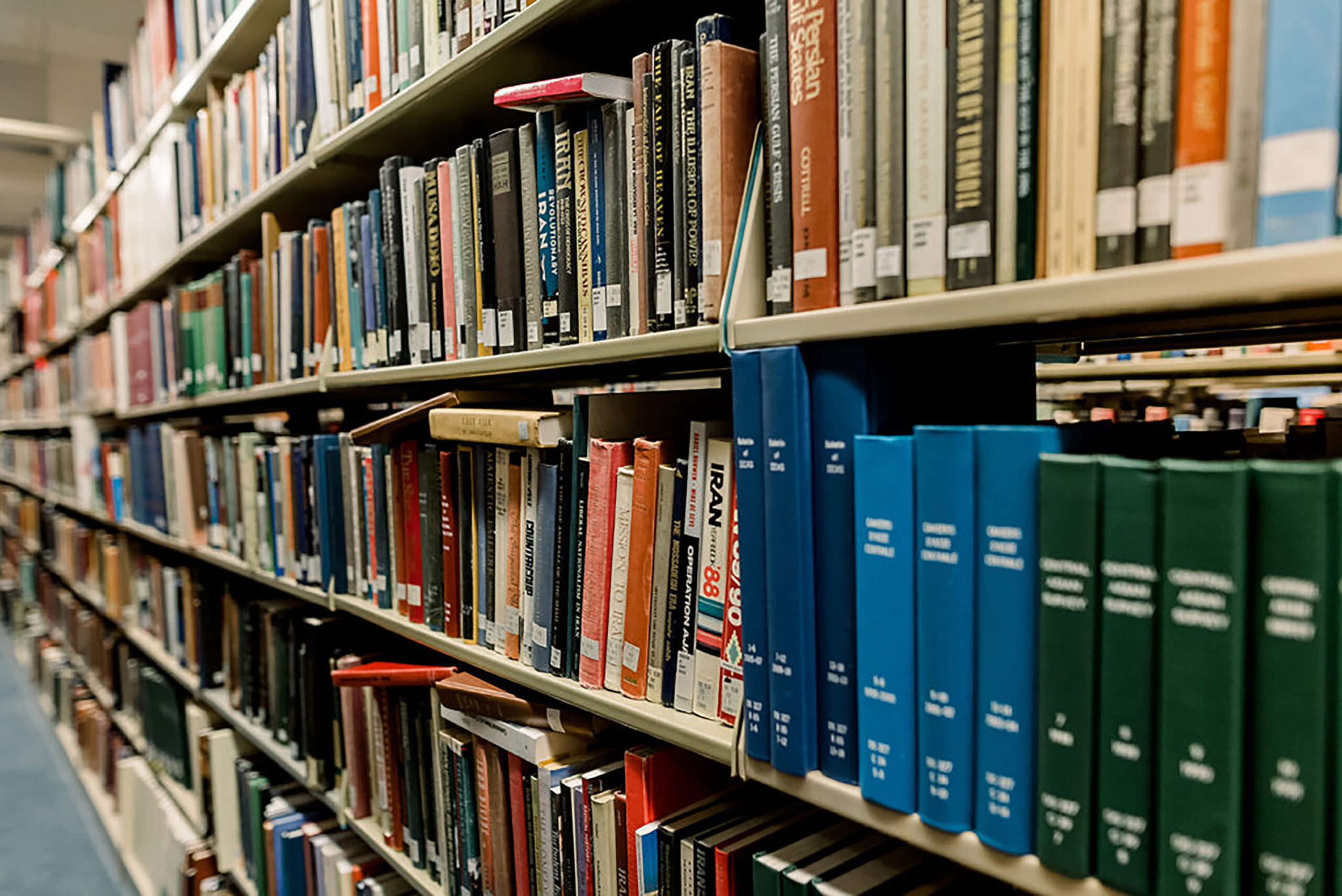 Book shelves in Olin Library