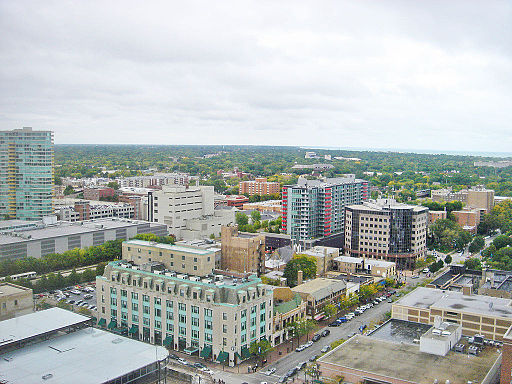 City of Evansville, IL skyline in 2005