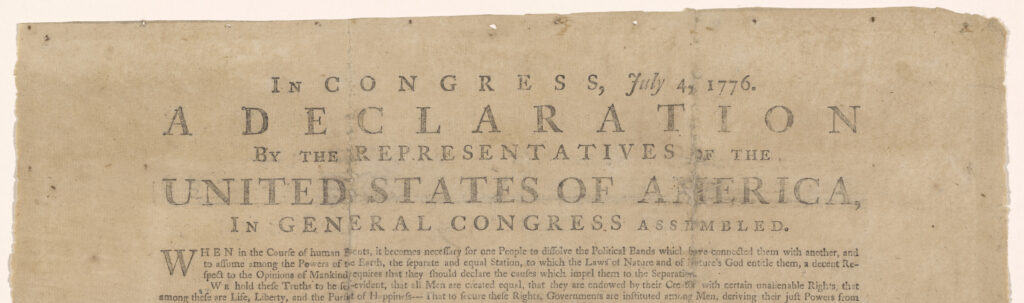 The top of the Declaration of Independence.