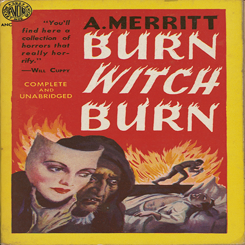 Image card for the The Anti-Semitic Roots of Modern Monsters exhibition. The image is the movie poster for A. Merritt's 1962 film Burn Witch Burn.