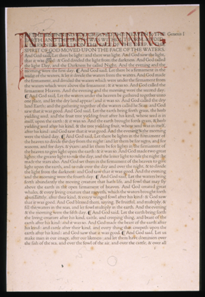 A hand-written page from the Doves Press Bible with edits made in red.