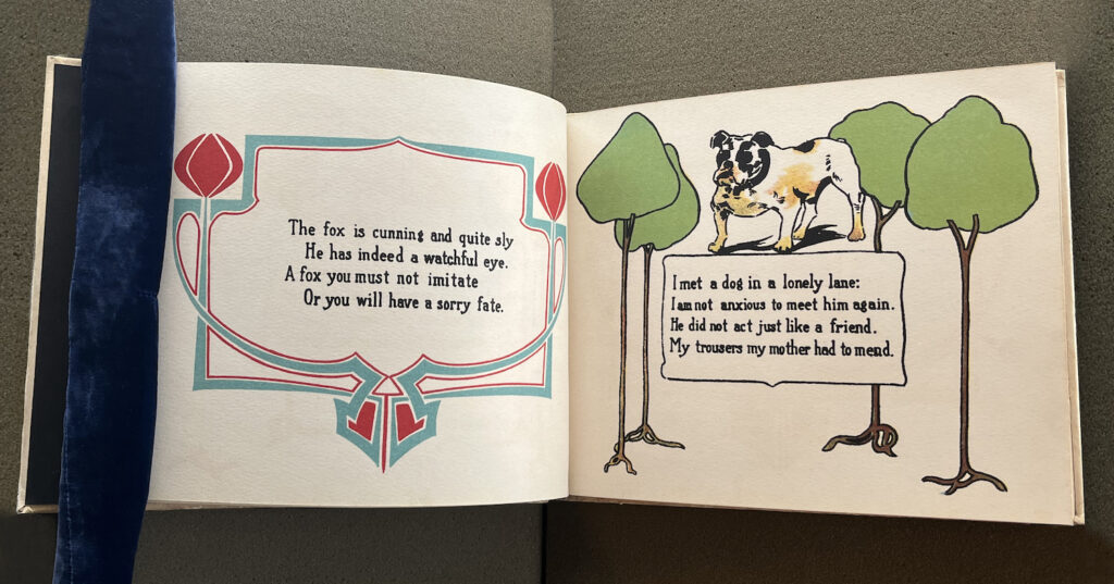 Pages showing poems surrounded by drawings.