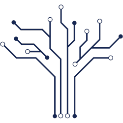 Data lines in the shape of a tree to represent digital humanities.