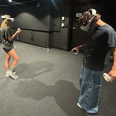 Students using VR Headsets in the AVA Studio.