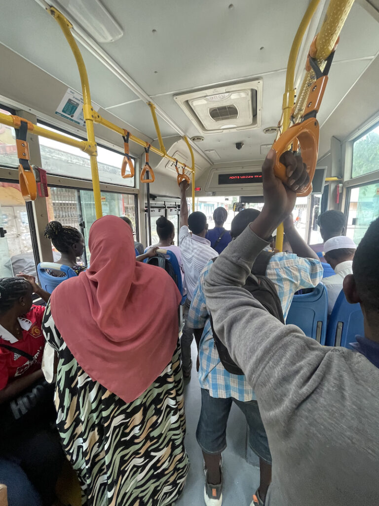 Inside a bus