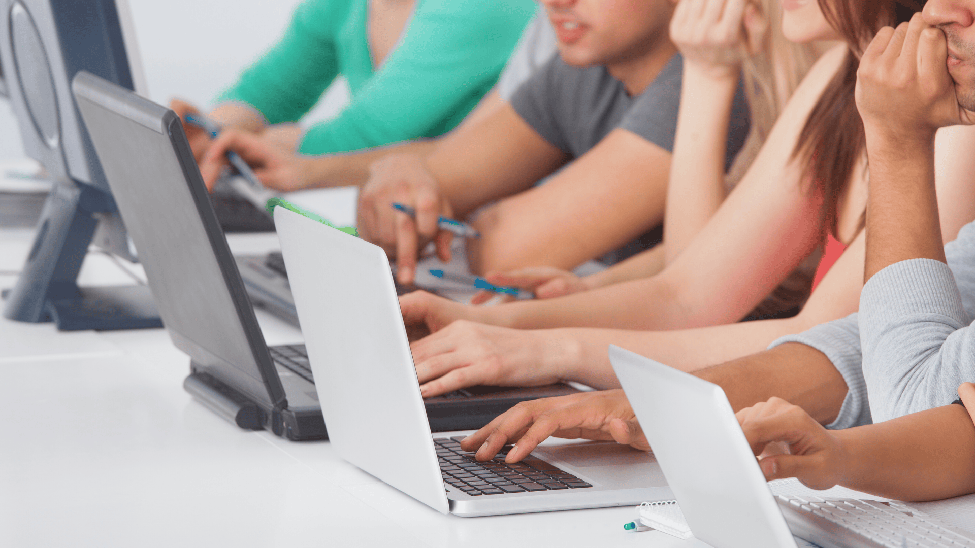 Stock photo of people on laptops