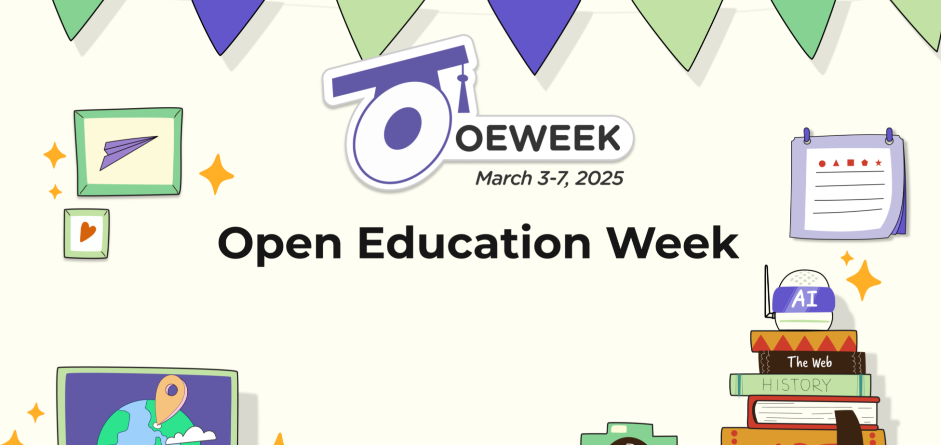 Banner for the 2025 Open Education Week (March 3-7, 2025).