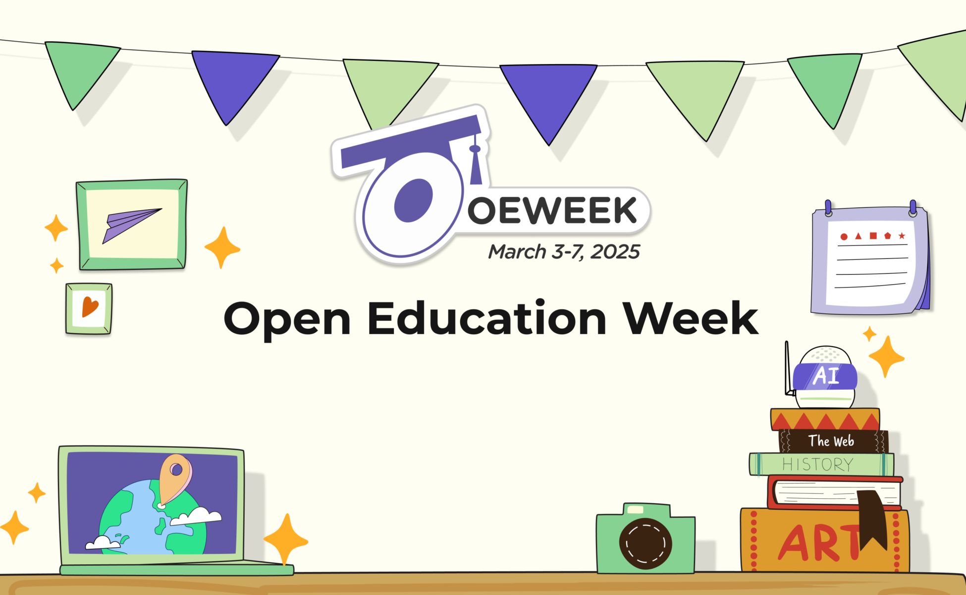 Banner for the 2025 Open Education Week (March 3-7, 2025).