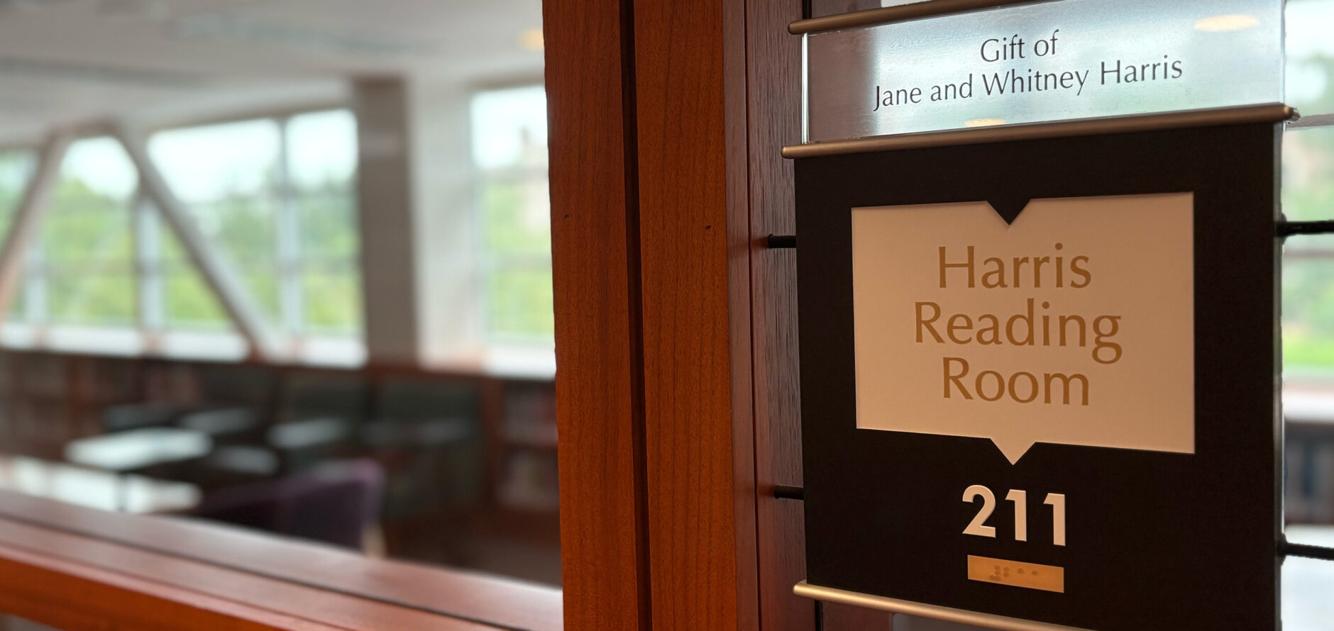 A photo of the Harris Reading Room, Olin Library 211.