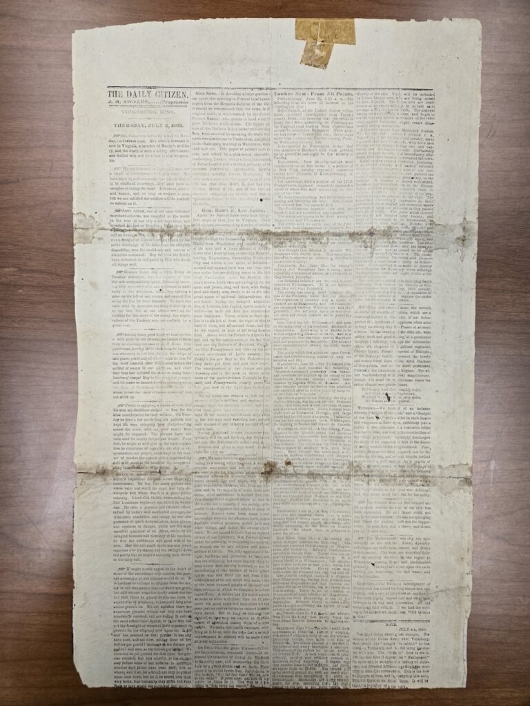 A page from the Vicksburg Wallpaper Newspaper
