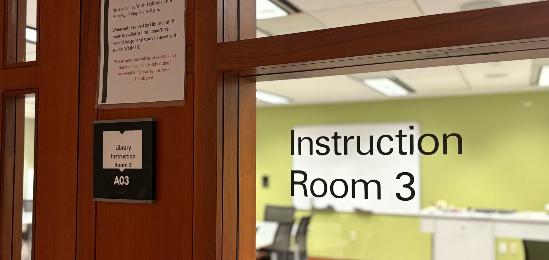Library Instruction Room 3, Olin Library Room Level A.