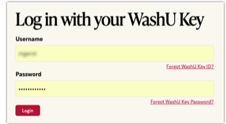 WashU Key login page