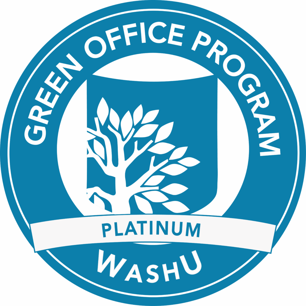 Green Office Program platinum rank logo for WashU Libraries' Kenneth and Nancy Kranzberg Art & Architecture Library.