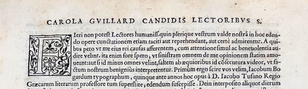 Printed preface by Charlotte Guillard