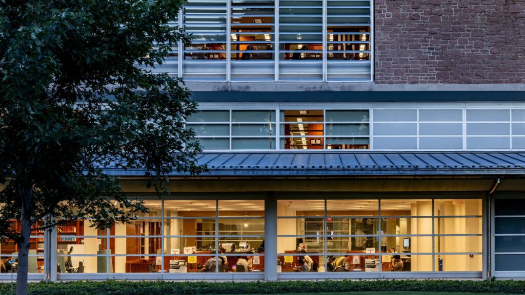 Olin library at night