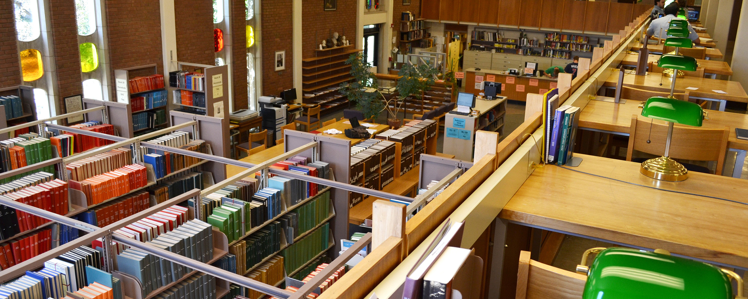 The interior of the Gaylord Music Library as captured from the second floor.