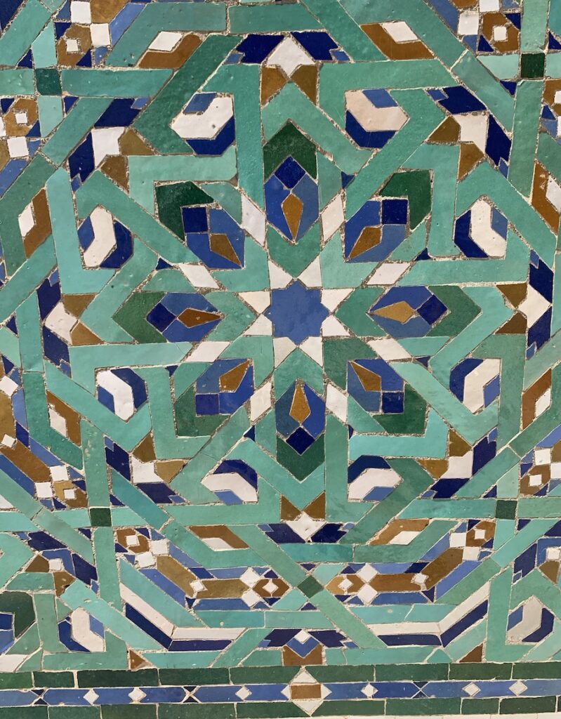 Geometric green and blue mosaic