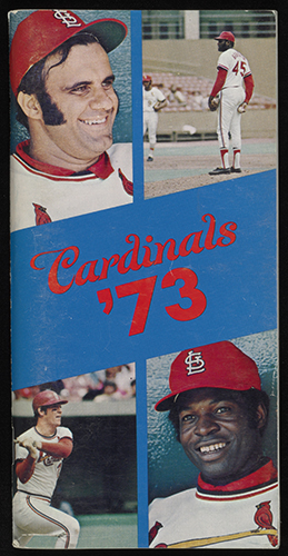 A 1973 Cardinals baseball brochure with photographs of players.