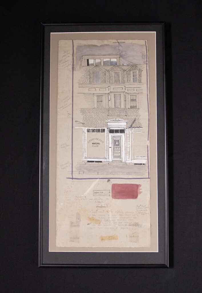 Framed photo of architectural drawing