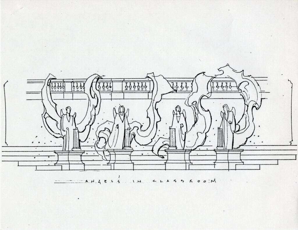 Angels in classroom illustration