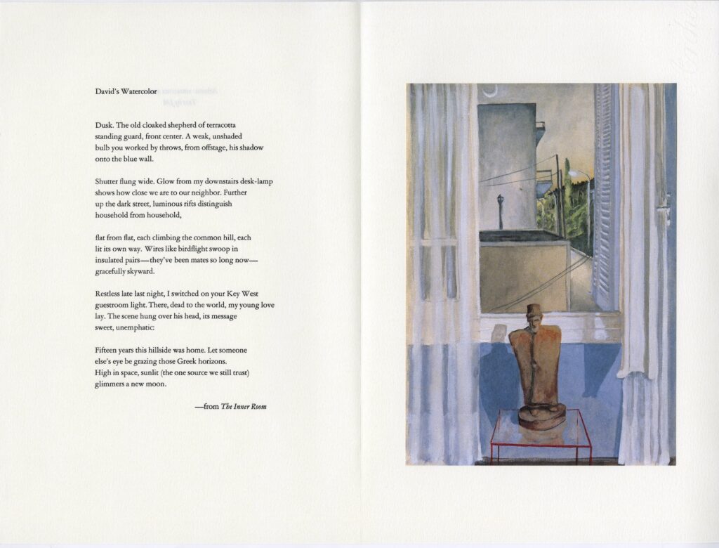 Poem alongside a watercolor terracotta statue