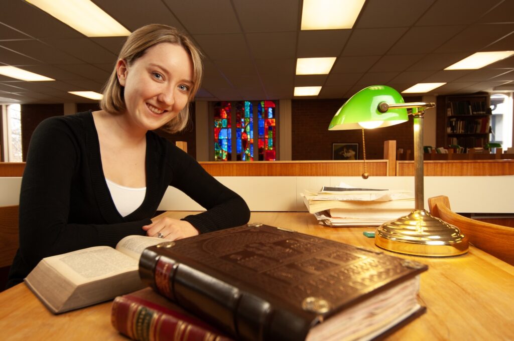 Student in Gaylord Music Library