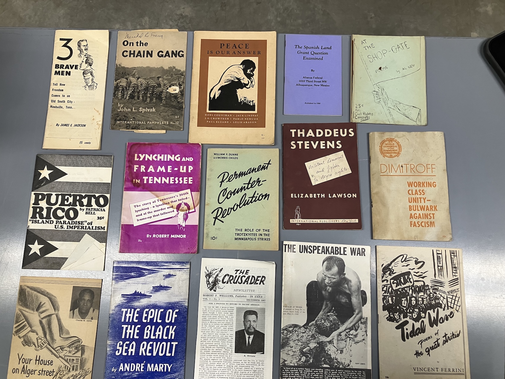 Journal covers on a board