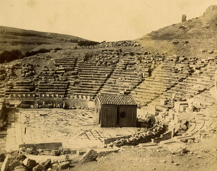 Old photo of the Theater of Dionysus in Athens, Greece.