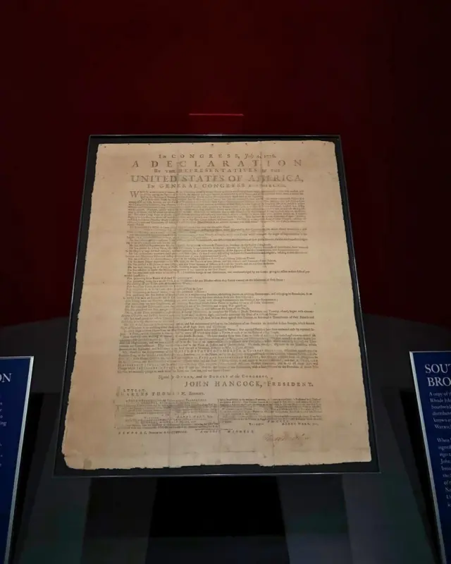 A closer look at history.

This Independence Day, we're featuring one of the rarest items in our collections: the Southwick Broadside, an original 1776 printing of the Declaration of Independence.

Swipe for a closer look at the signature of Henry Ward, which makes this the first known copy of the Declaration to bear a signature. Only seven Southwick broadsides are known to survive today.

📜 On view in Olin Library (after the holiday, of course!)