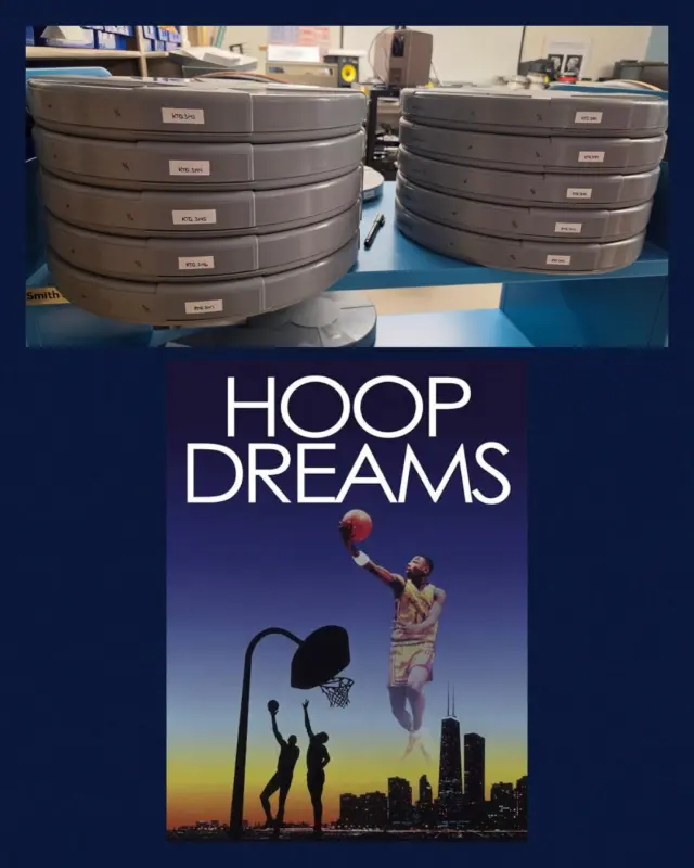 Getting the reels ready for Hoop Dreams! 🎬🏀

Join us for a free screening of the acclaimed documentary this Sunday, June 28, at 2 pm at the Hi-Pointe Theatre.

The screening kicks off our summer film series celebrating 60 years of Kartemquin Films, whose archive was donated to WashU Libraries in 2020. The series features powerful documentaries exploring sports, art, activism, and social justice.

All screenings are free and open to the public.